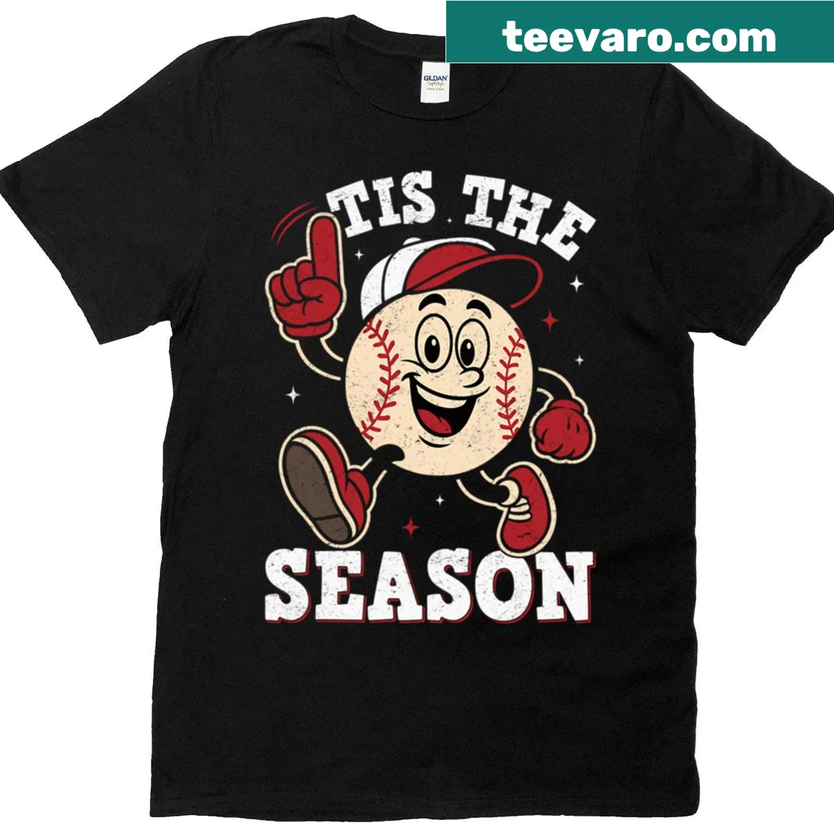 Oversized T-shirt with microphone graphic for baseball fans — on a men's t-shirt
