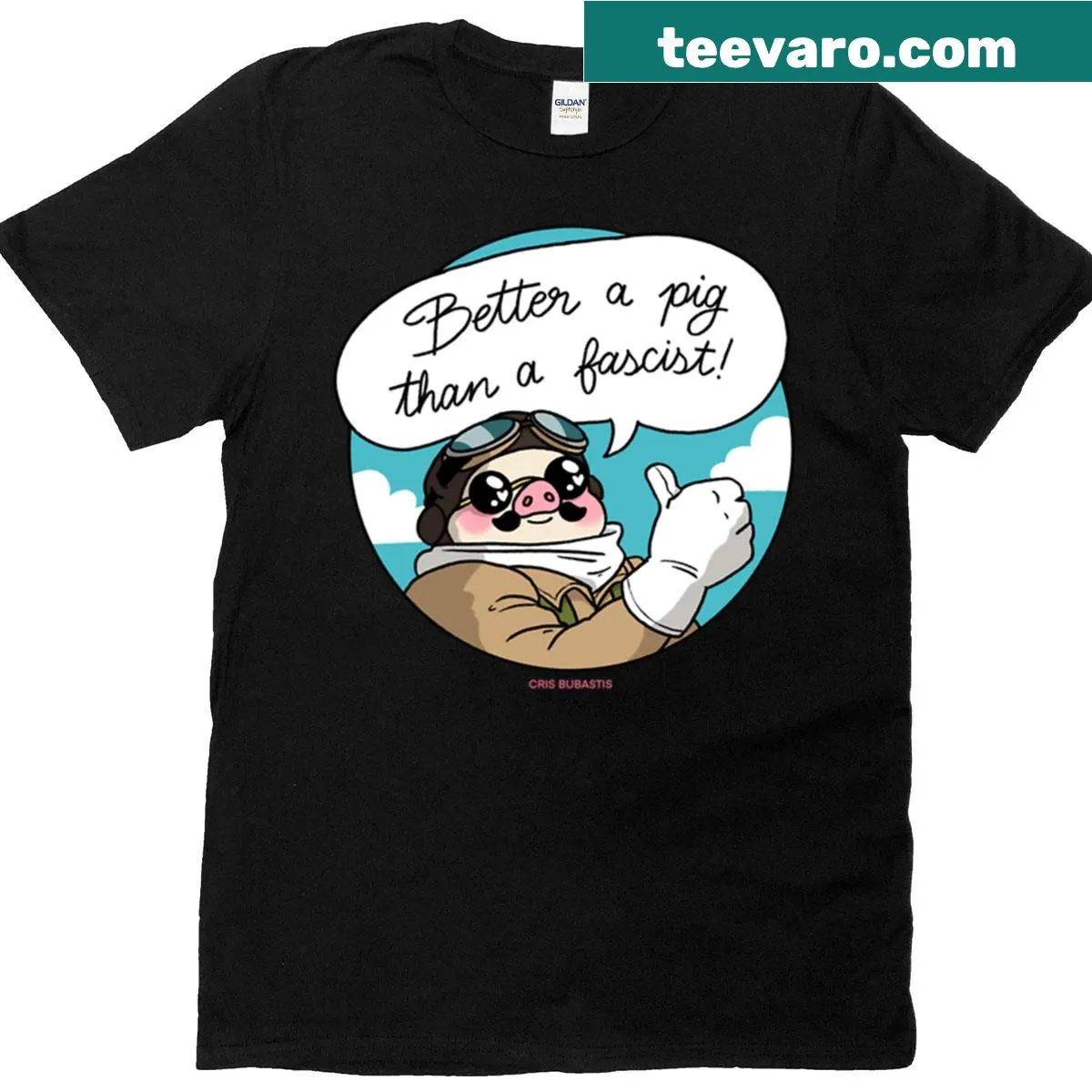Edgy typography t-shirt with the phrase Better A Pig Than A Fascist — on a men's t-shirt