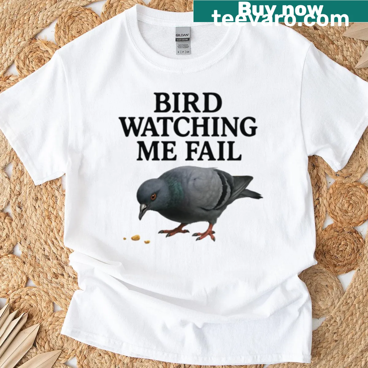 Funny T-shirt featuring a pigeon and humorous bird watching quote. — on a men's t-shirt