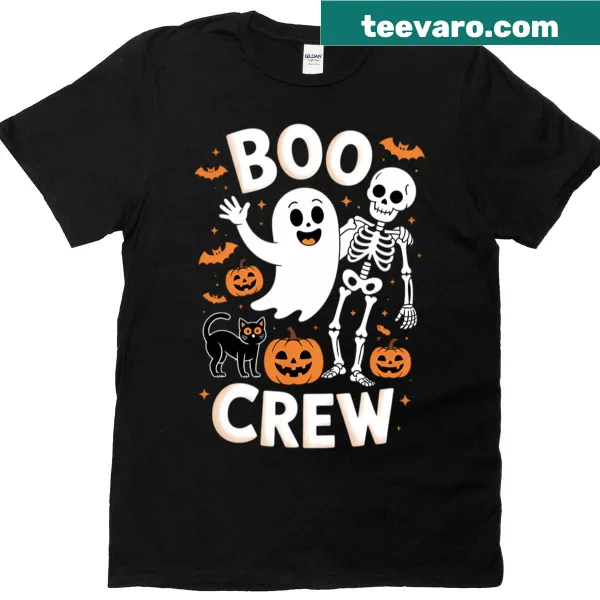 Distressed Halloween design with ghost and skeleton on a T-shirt