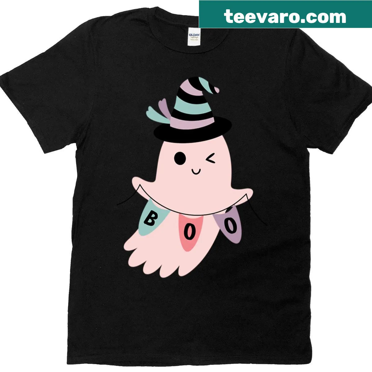 Adorable Halloween t-shirt with a cute ghost design — on a men's t-shirt