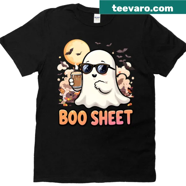 Oversized Halloween T-shirt with ghost graphic and 'Boo Sheet' text