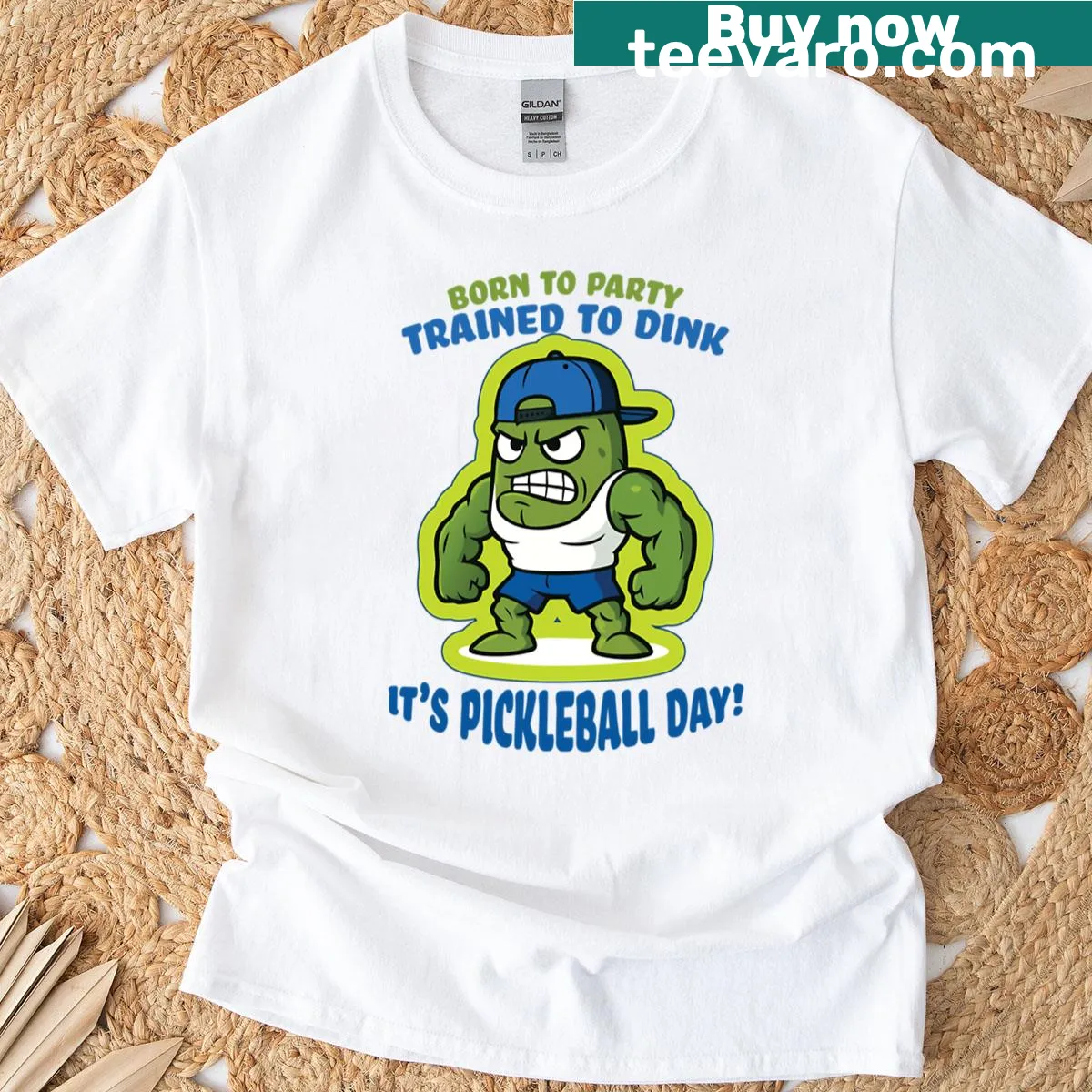 Playful pickleball-themed t-shirt with fun wording — on a men's t-shirt