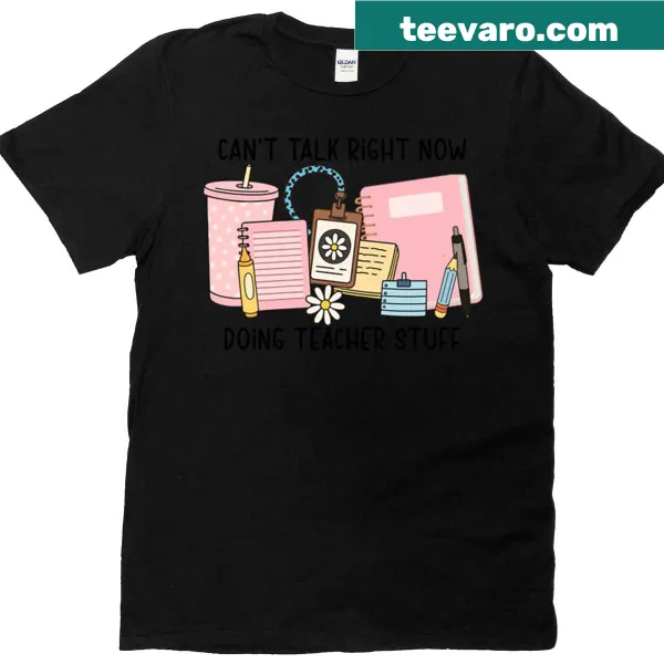 Oversized teacher t-shirt with humorous text
