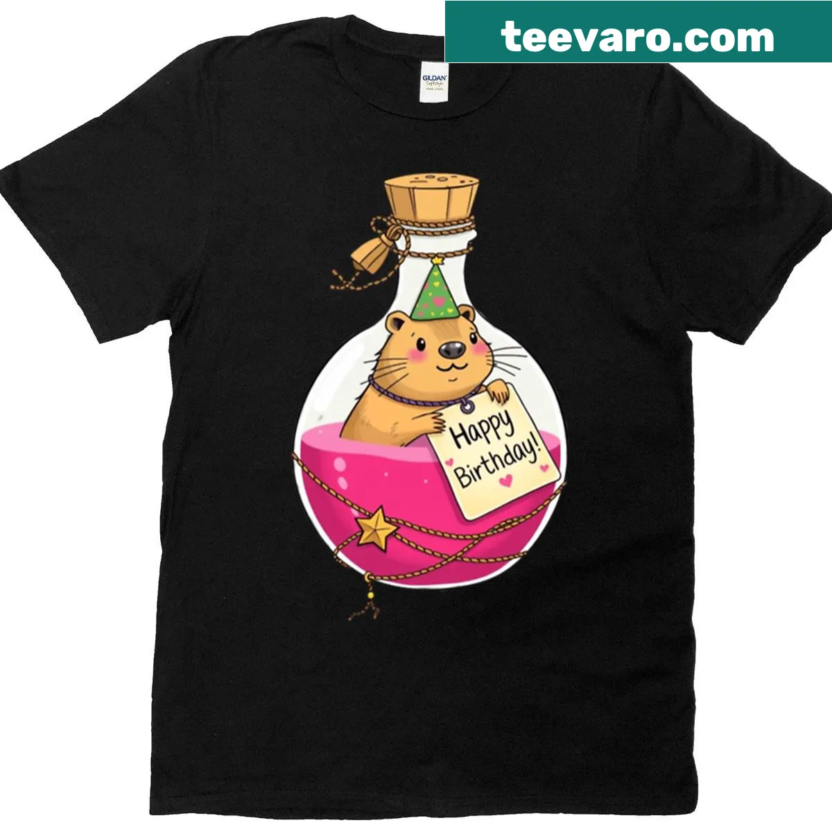 Adorable capybara birthday graphic on a t-shirt — on a men's t-shirt