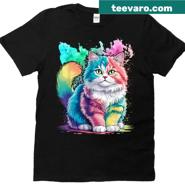 Watercolor design featuring cute cats on a T-shirt