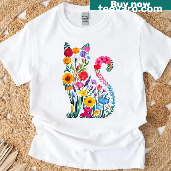 Text graphic expressing love for cats on a T-shirt