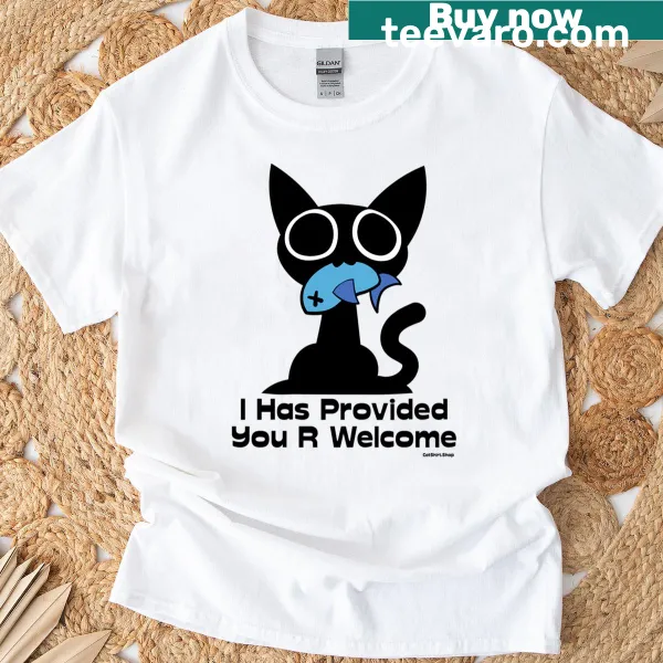 T-shirt declaring 'Cat Provider' in bold typography