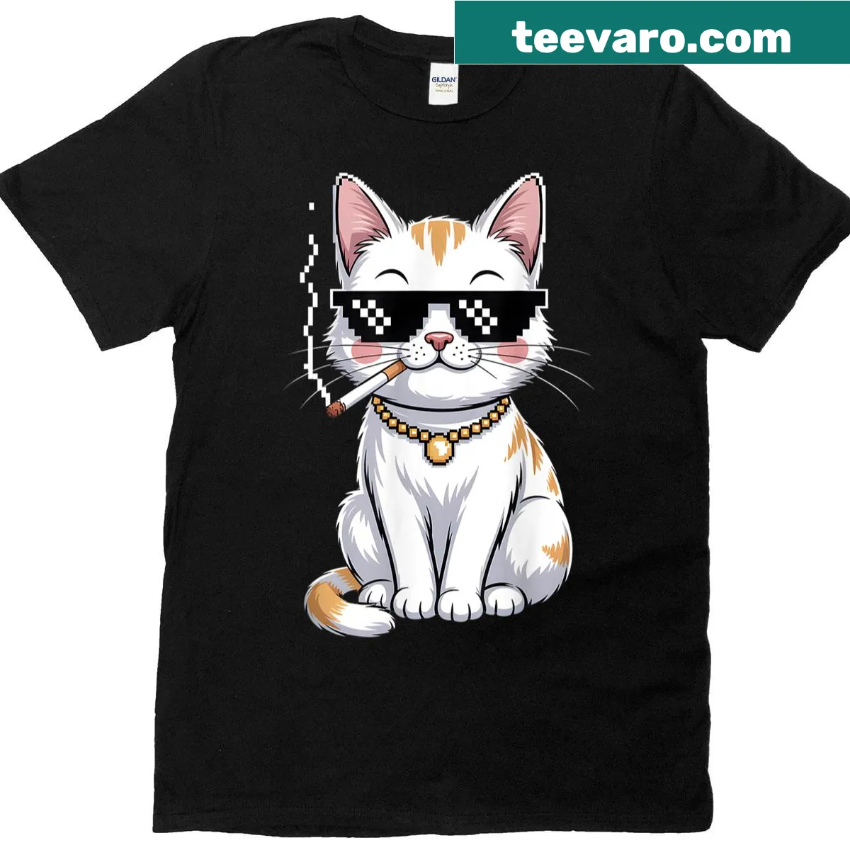 Vintage cat smoking cigarette graphic t-shirt — on a men's t-shirt