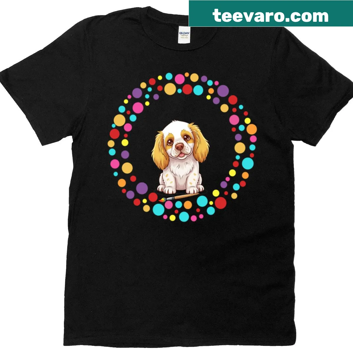 Artistic Clumber Spaniel design on t-shirt — on a men's t-shirt