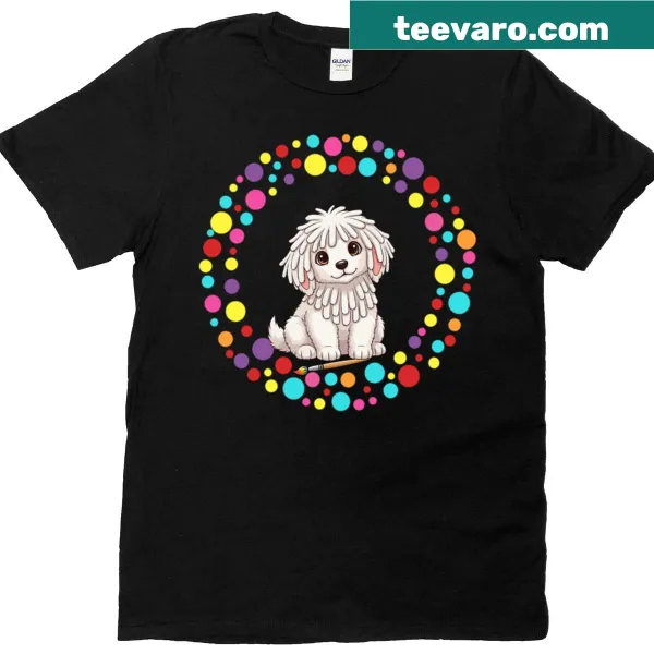 Illustrated Komondor dog art for Dot Day celebration t-shirt