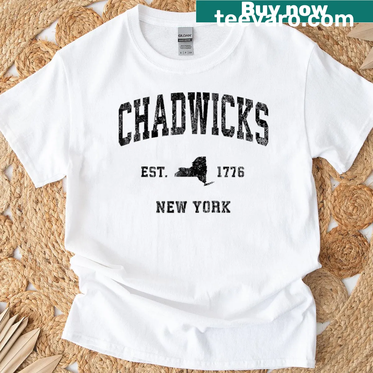 Vintage athletic raglan baseball tee with Chadwicks New York sports design — on a men's t-shirt