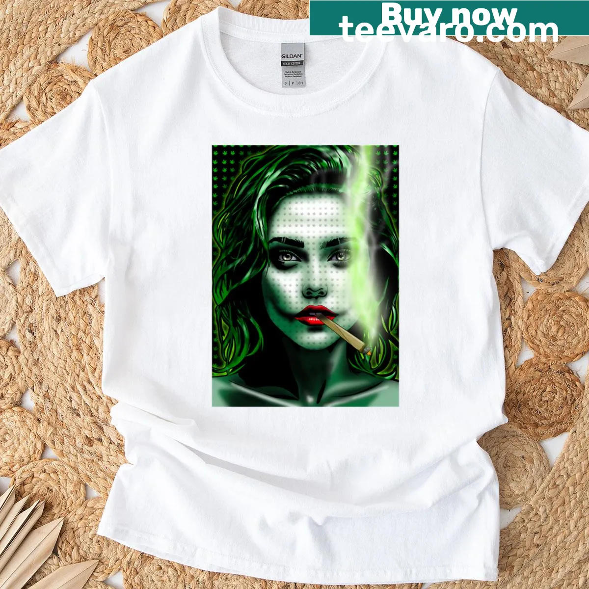 Illustrative t-shirt featuring a chimp in a jungle setting by Grizzlyslapz — on a men's t-shirt