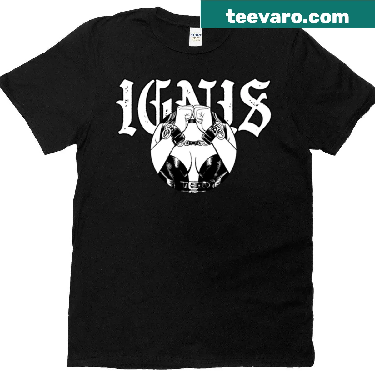 Bold graphic text on Chinga La Migra t-shirt — on a men's t-shirt