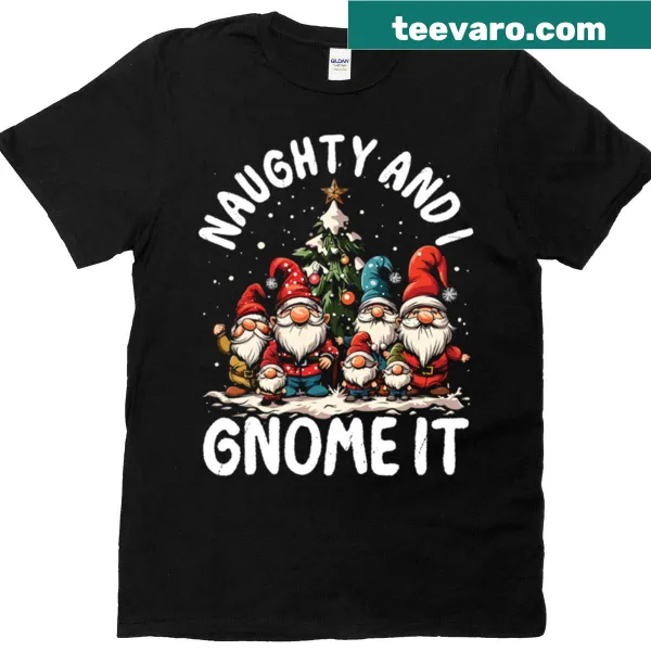 Funny Christmas t-shirt with gnome graphics and humorous text