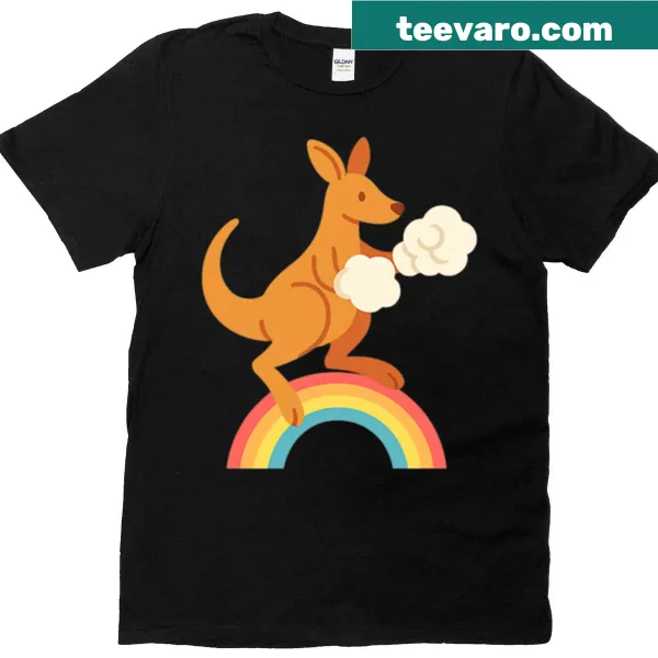 Cartoon kangaroo design T-shirt with humor