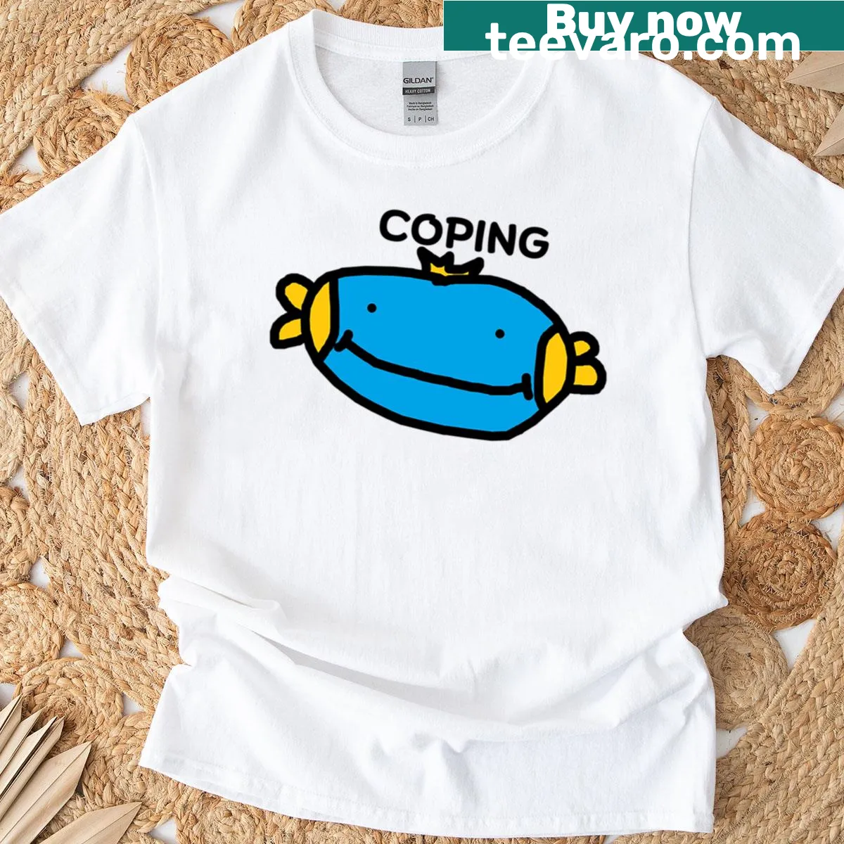 Cute illustrated axolotl graphic t-shirt with a playful design — on a men's t-shirt