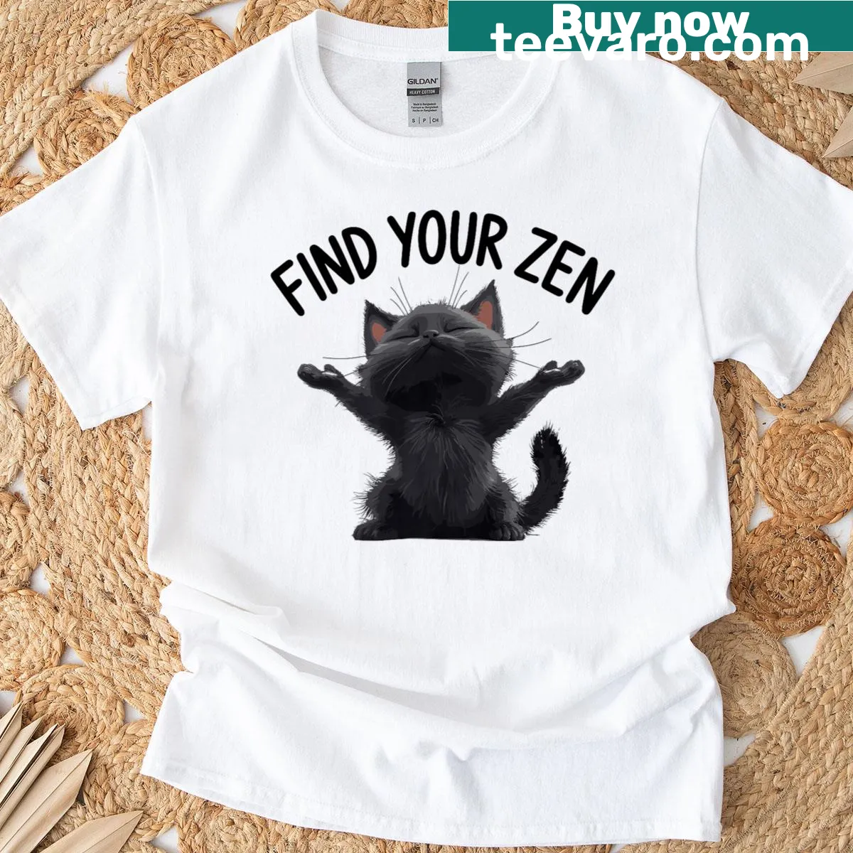 Illustration of a cute cat embracing on T-shirt — on a men's t-shirt