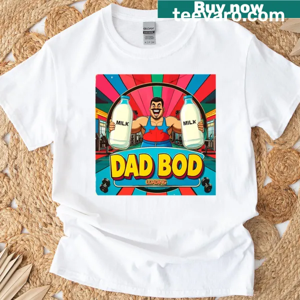 Retro Dad Bod Loading T-shirt with playful graphic