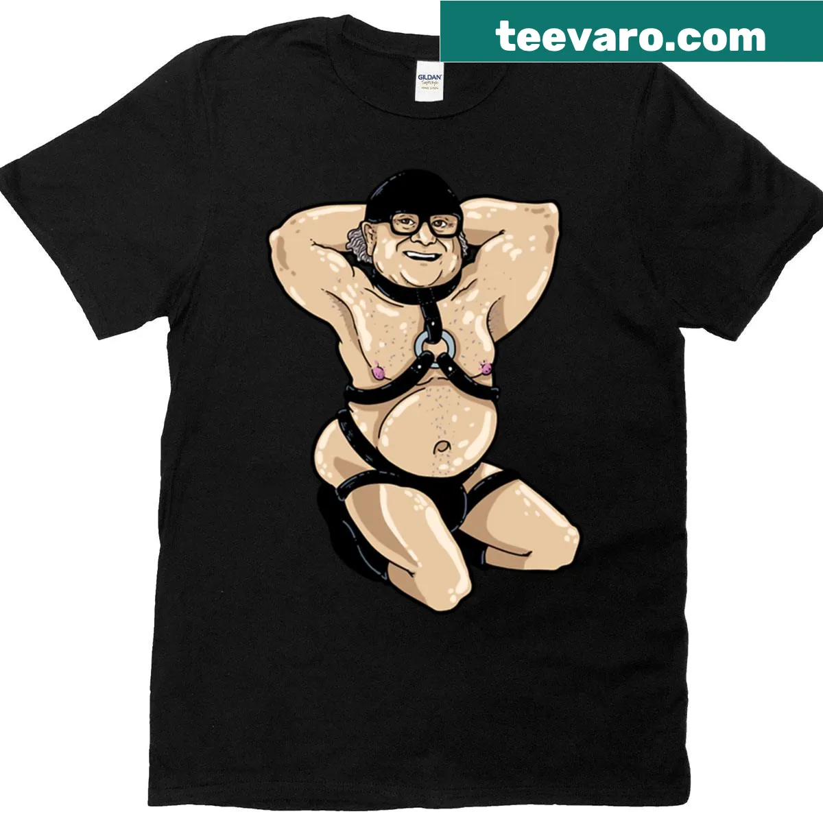 Typography T-shirt with the phrase Daddy Devito — on a men's t-shirt