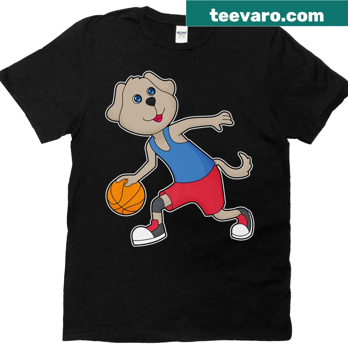 Illustration of a dog playing basketball on a t-shirt — on a men's t-shirt