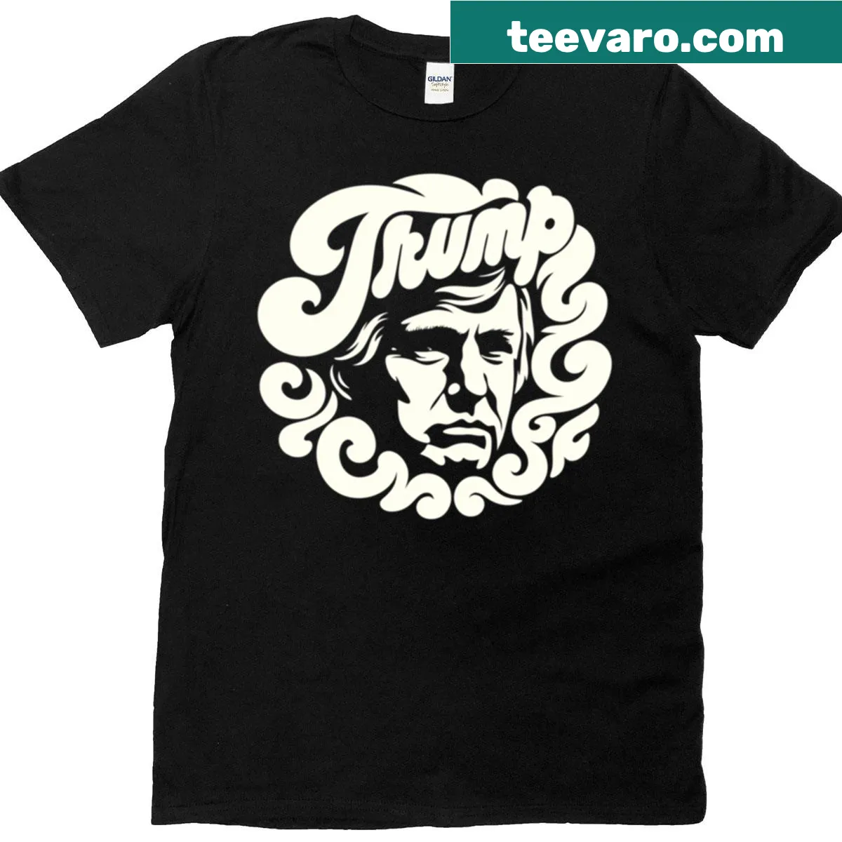 Oversized T-shirt featuring a psychedelic illustration of Donald Trump — on a men's t-shirt