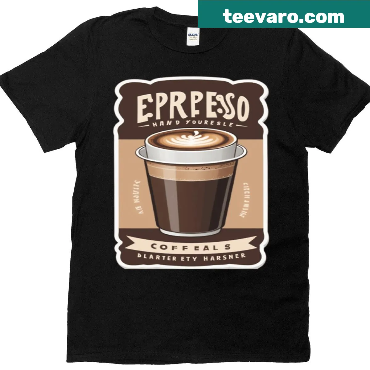 Retro T-shirt with funny coffee slogan 'Espresso Hand Yourself'. — on a men's t-shirt