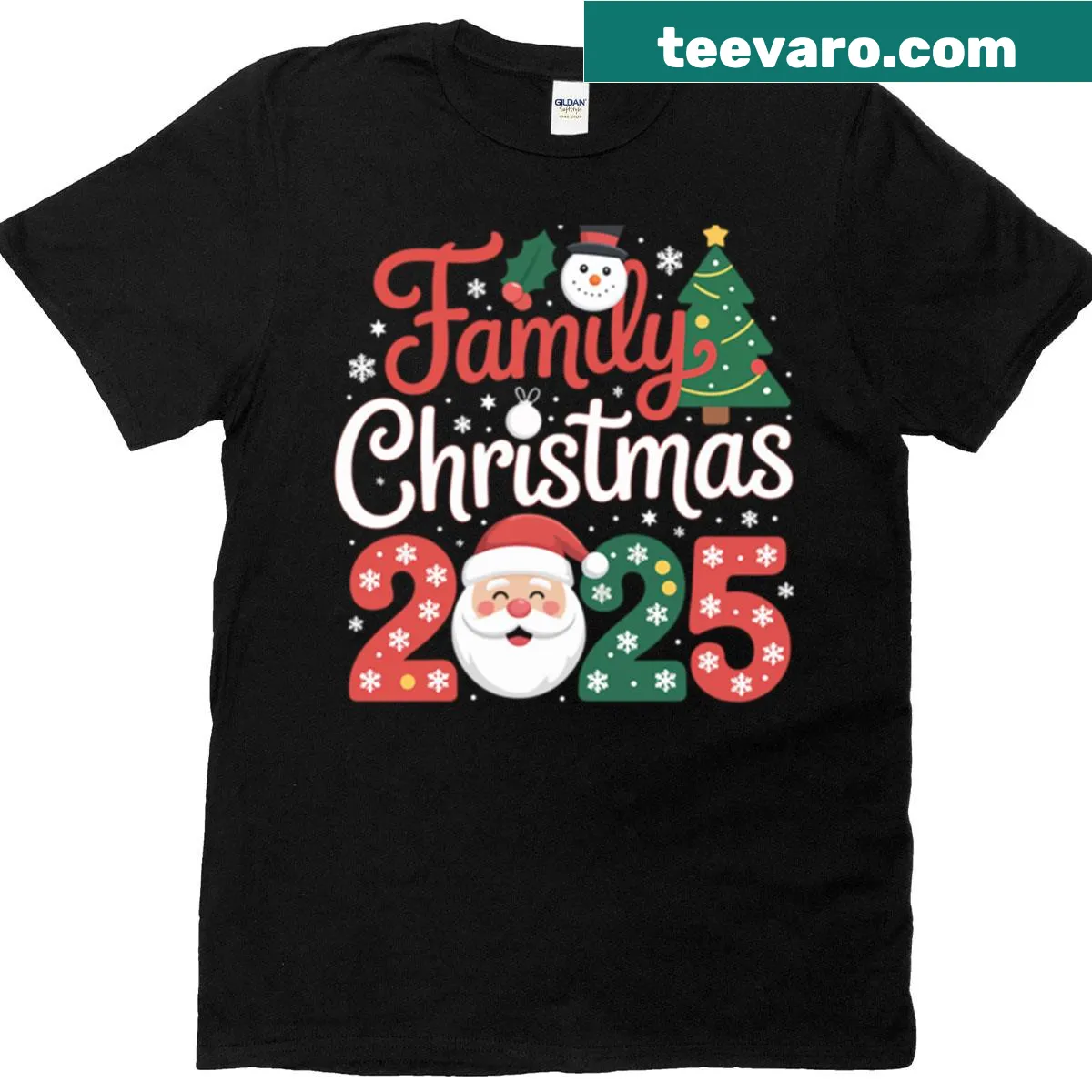 Family-themed Christmas graphic T-shirt — on a men's t-shirt