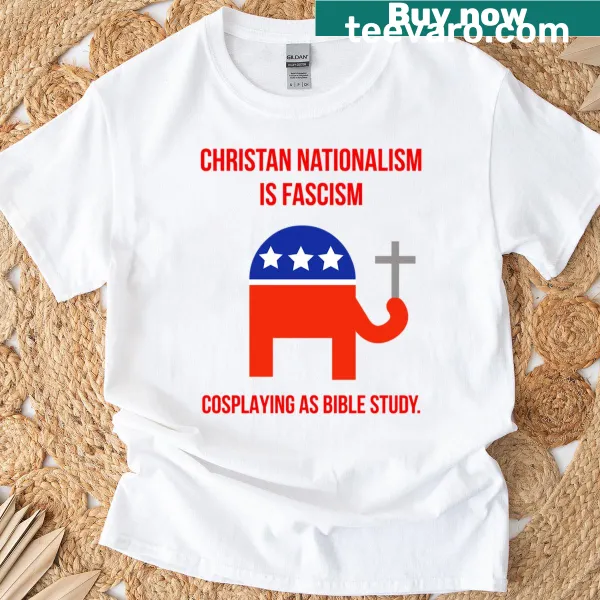 T-shirt critiquing fascism with a humorous reference to Bible study