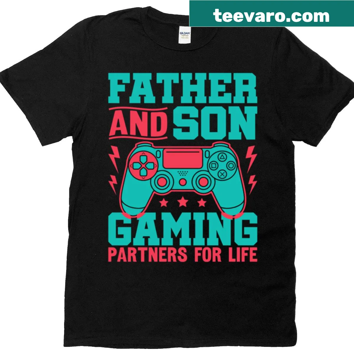 Sentimental father and son gaming partners t-shirt — on a men's t-shirt