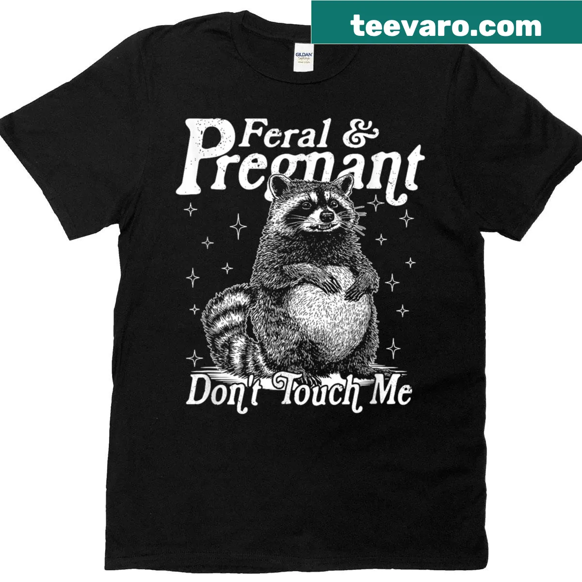 Funny raccoon graphic tee with text "Don't Touch Me" — on a men's t-shirt