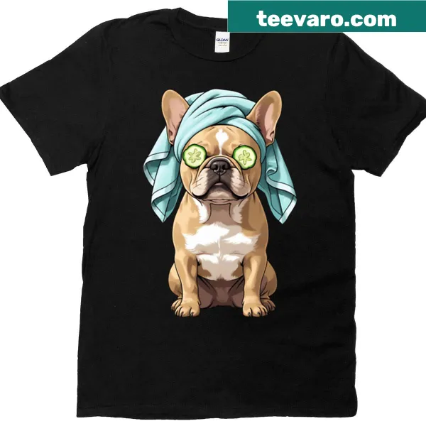 Oversized t-shirt with a French Bulldog enjoying a spa day
