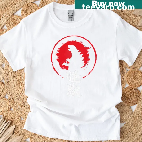Vintage styled kaiju graphic on front and back of t-shirt