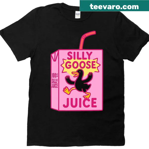 Cartoon juice box with a silly goose and funny saying