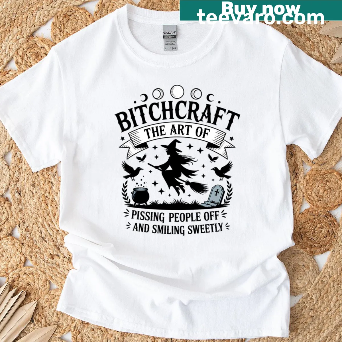 Witty Halloween design with sarcasm about witchcraft — on a men's t-shirt