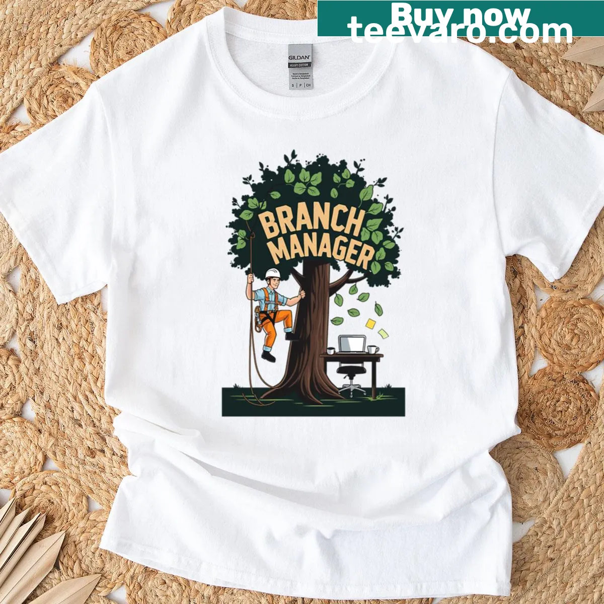 Humorous Arborist design for tree managers — on a men's t-shirt