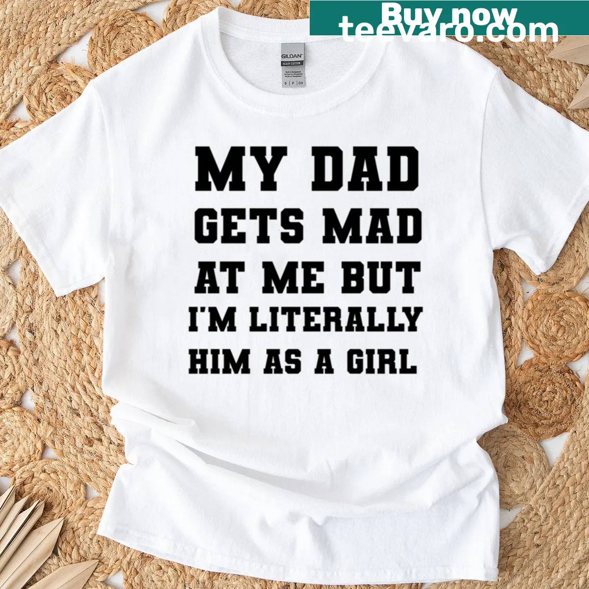 Humorous dad and daughter saying graphic on a T-shirt — on a men's t-shirt