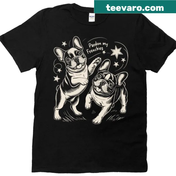 Vintage graphic t-shirt featuring French Bulldogs