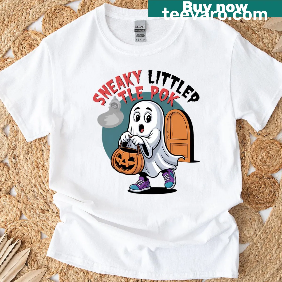 Cute Halloween shirt with a playful character design for kids — on a men's t-shirt