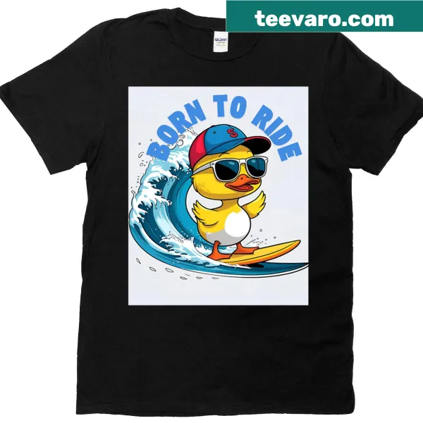 Humorous T-shirt featuring a skateboarding duck