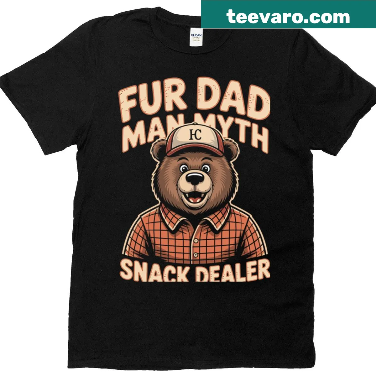 Funny Fur Dad T-shirt with snack dealer theme — on a men's t-shirt