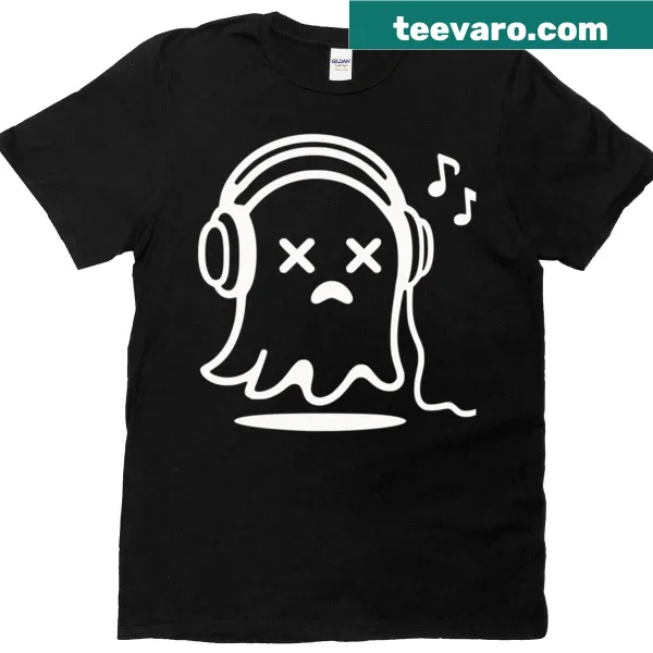 T-shirt depicting a ghost wearing headphones.