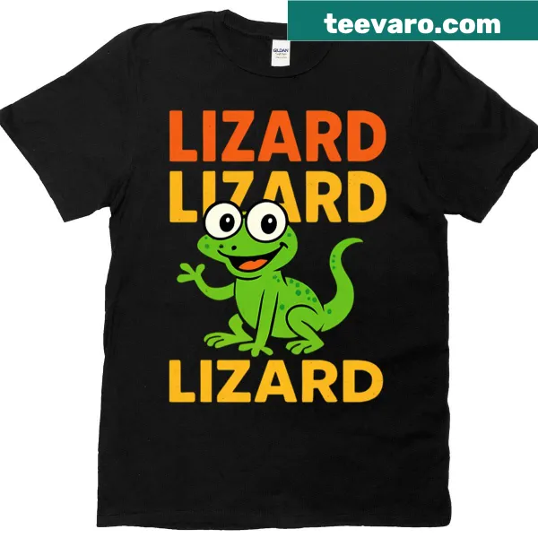 Cartoon lizard t-shirt with a goofy expression.