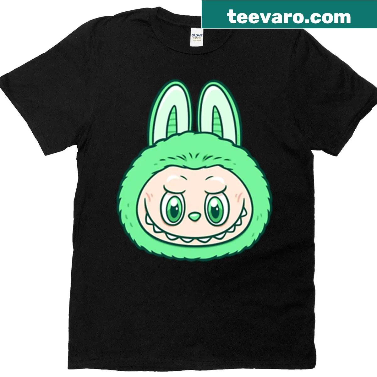 Whimsical green monster graphic on a T-shirt — on a men's t-shirt