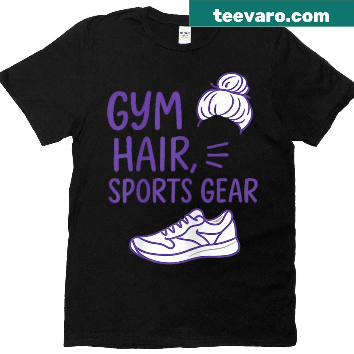 Funny graphic t-shirt addressing gym hair for sports parents — on a men's t-shirt
