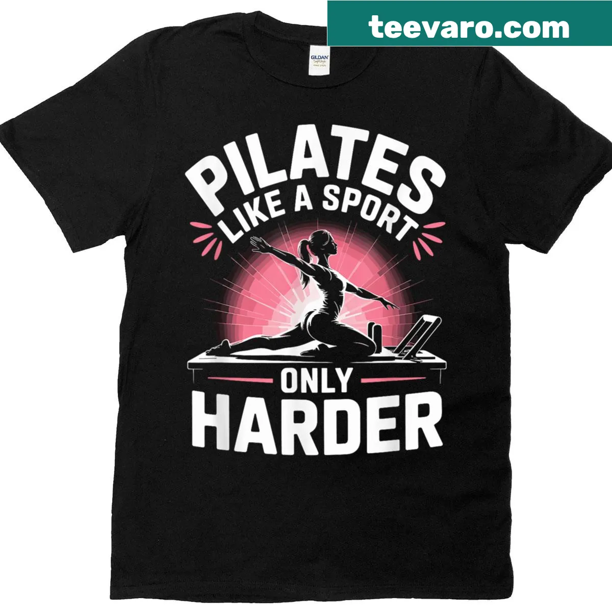Inspirational Pilates workout T-shirt with motivational text — on a men's t-shirt