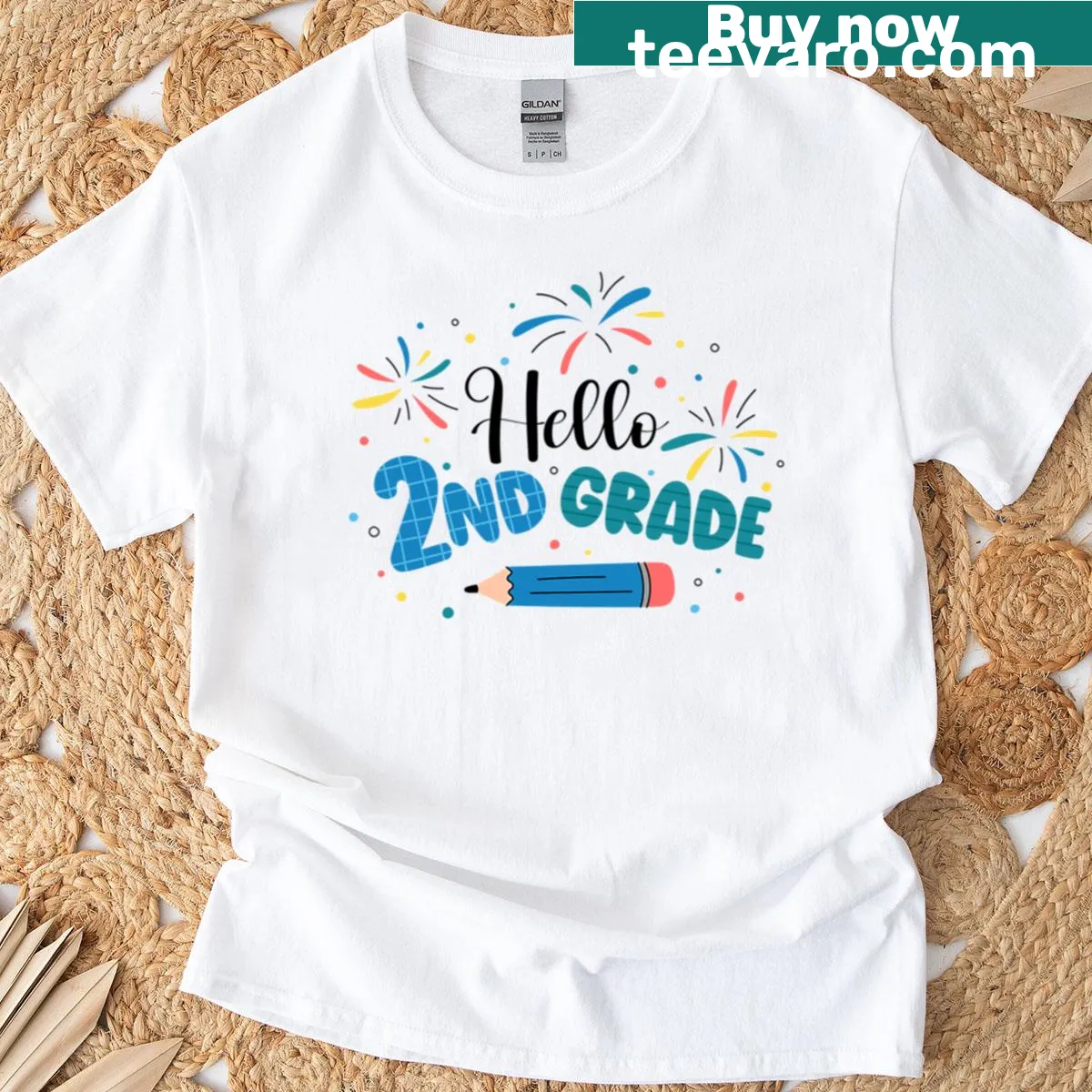 Cute T-shirt with 'Hello 2nd Grade' print for students — on a men's t-shirt