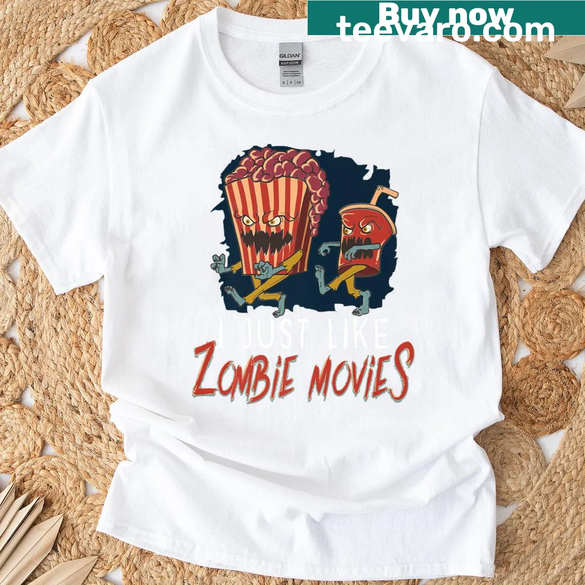 Vintage-style T-shirt featuring horror movie graphics and text — on a men's t-shirt