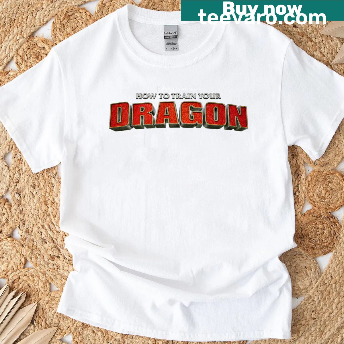 T-shirt featuring the iconic logo from How To Train Your Dragon movie — on a men's t-shirt