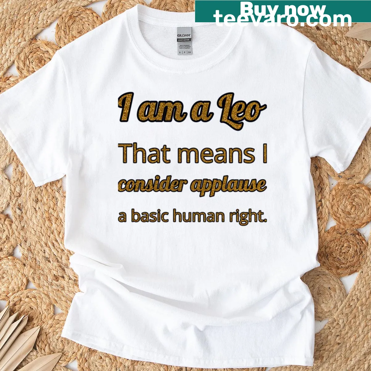 Funny T-shirt with Leo phrase about applause — on a men's t-shirt